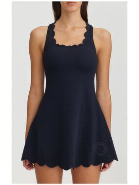 Marysia Sport Serena Scalloped-edge Dress Black Sz S